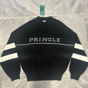NWT Pringle Of Scotland X H&M Black White Sweater Womens Wool Blend Size Small